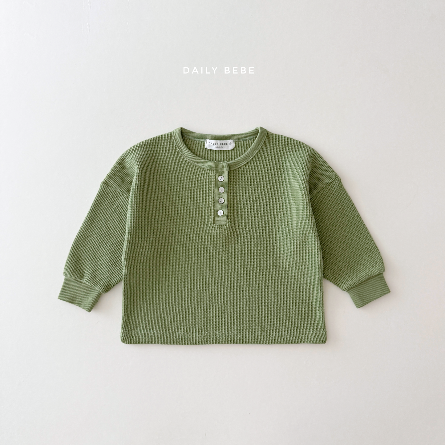 (Pre-order) Daily Bebe Fall - Kids' Waffle Henley Long-Sleeve Tee 와플 헨리넥T (3 Colors)