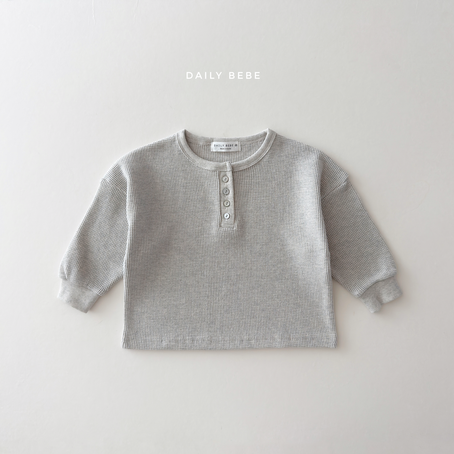 (Pre-order) Daily Bebe Fall - Kids' Waffle Henley Long-Sleeve Tee 와플 헨리넥T (3 Colors)