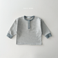 (Pre-order) Daily Bebe Fall - Kids' Contrast Striped Henley Long-Sleeve Tee 단가라헨리넥T (3 Colors)