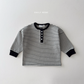(Pre-order) Daily Bebe Fall - Kids' Contrast Striped Henley Long-Sleeve Tee 단가라헨리넥T (3 Colors)