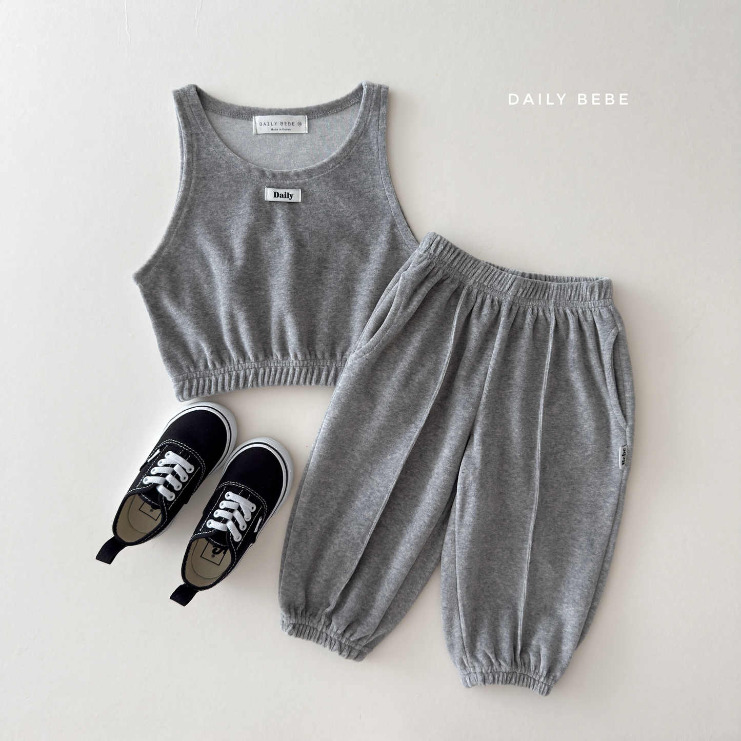 (Pre-order) Daily Bebe Fall - Kids' Soft Velour Top & Bottom Set 벨로아 셋업 (4 Colors)