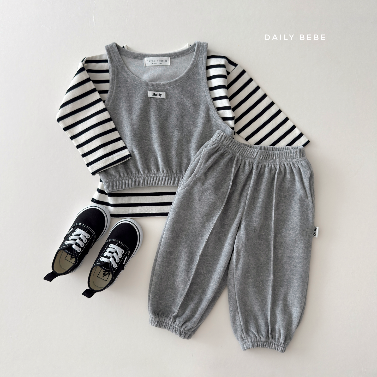 (Pre-order) Daily Bebe Fall - Kids' Soft Velour Top & Bottom Set 벨로아 셋업 (4 Colors)