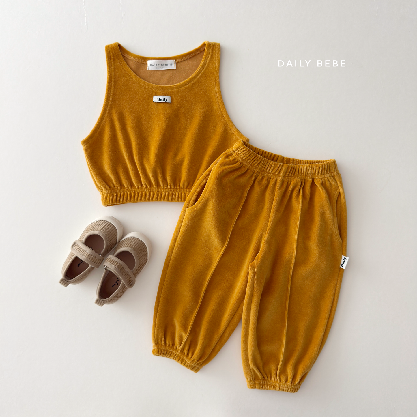 (Pre-order) Daily Bebe Fall - Kids' Soft Velour Top & Bottom Set 벨로아 셋업 (4 Colors)