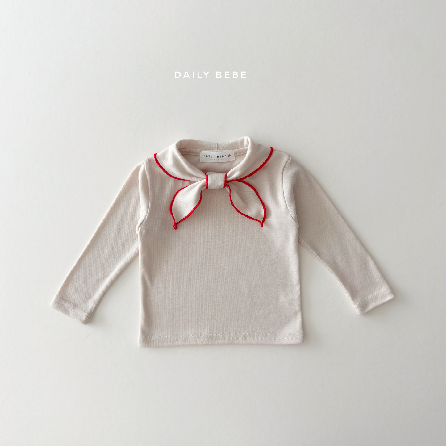 (Pre-order) Daily Bebe Fall - Kids' Ribbed Sailor Scarf Collar Long-Sleeve Tee 스카프T (3 Colors)