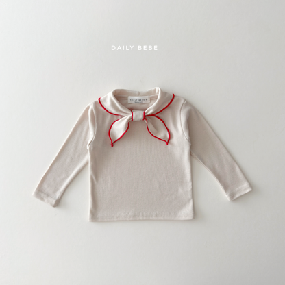(Pre-order) Daily Bebe Fall - Kids' Ribbed Sailor Scarf Collar Long-Sleeve Tee 스카프T (3 Colors)