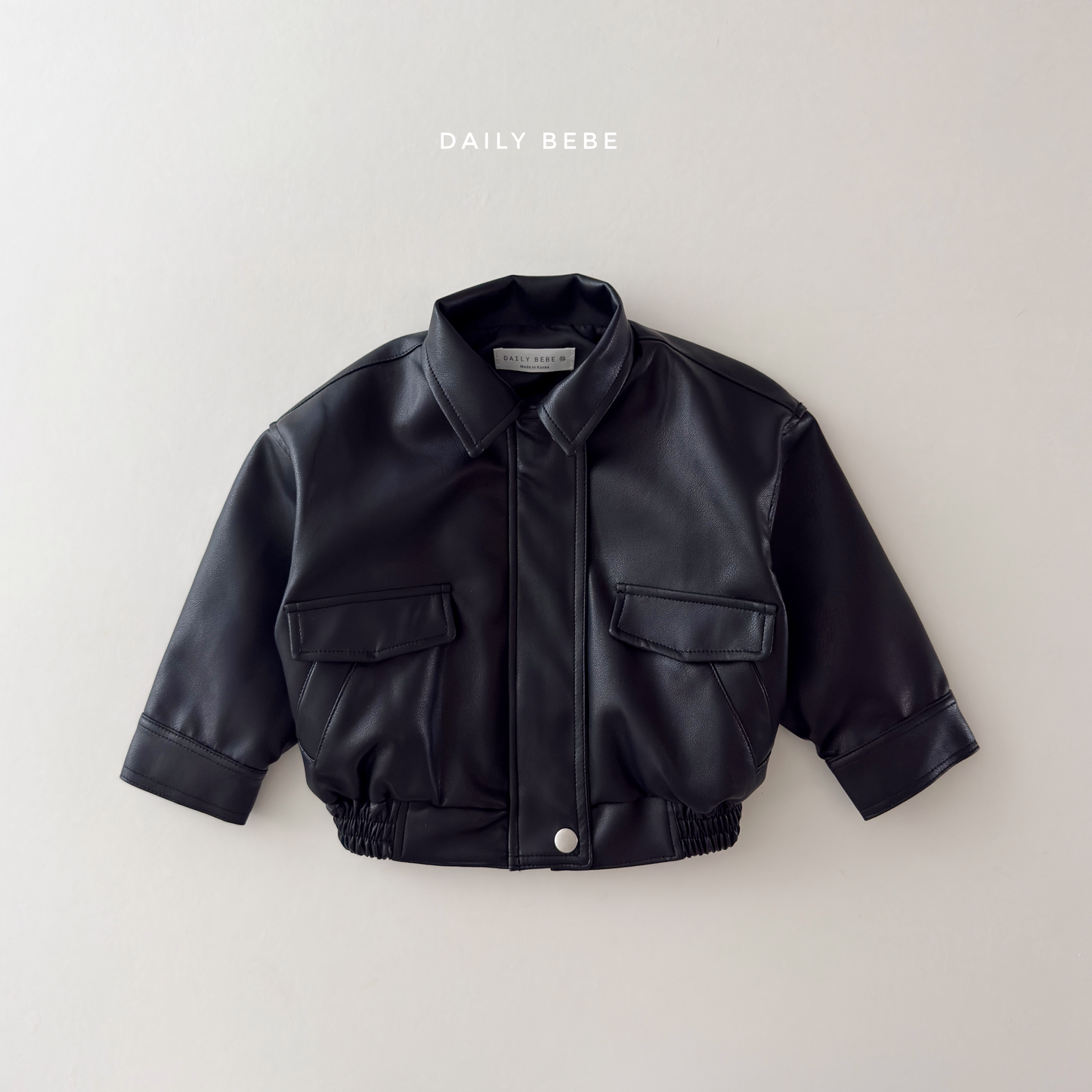 (Pre-order) Daily Bebe Fall - Kids' Soft Faux Leather Bomber Jacket 깨죽 자켓 (2 Colors)