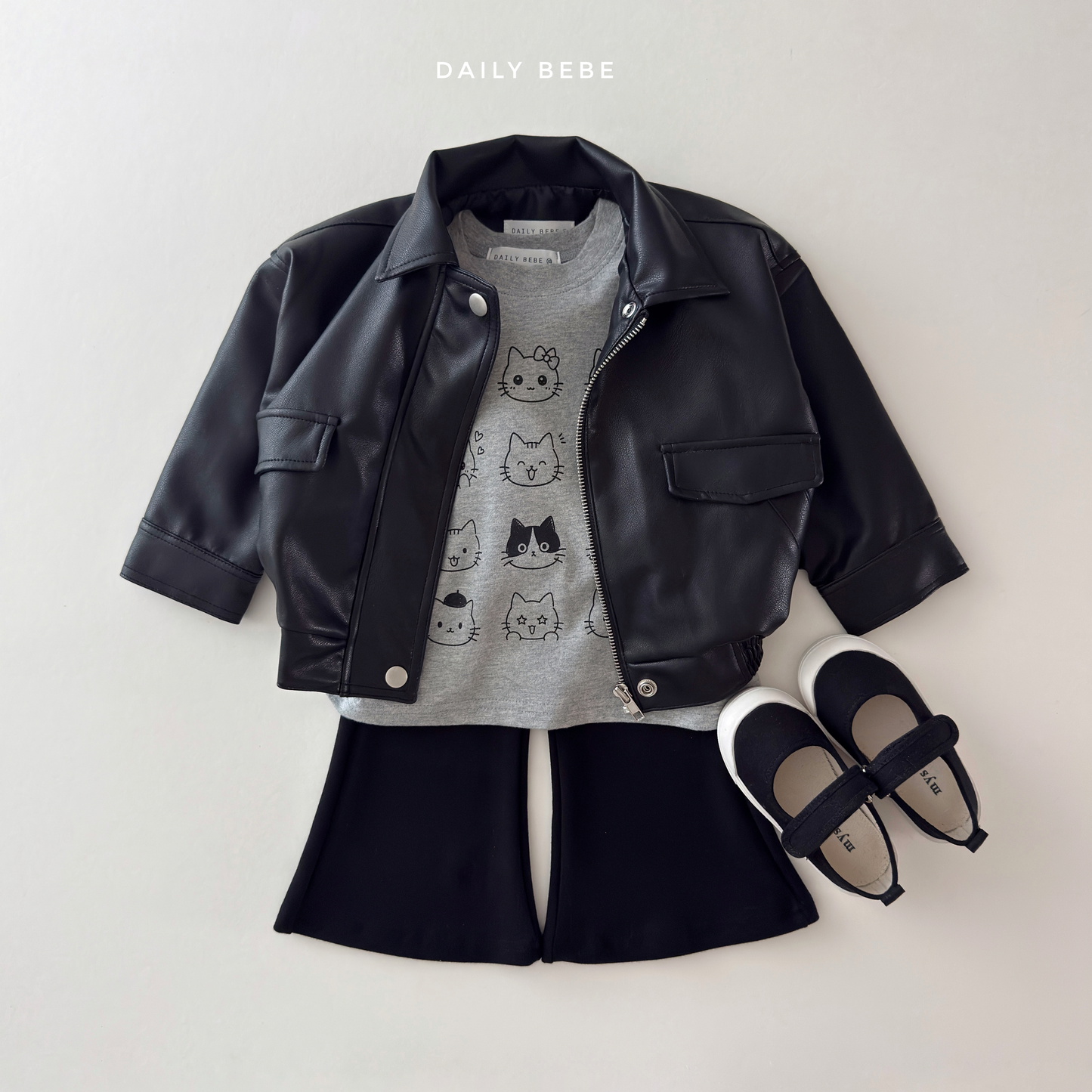 (Pre-order) Daily Bebe Fall - Kids' Soft Faux Leather Bomber Jacket 깨죽 자켓 (2 Colors)