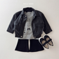 (Pre-order) Daily Bebe Fall - Kids' Soft Faux Leather Bomber Jacket 깨죽 자켓 (2 Colors)