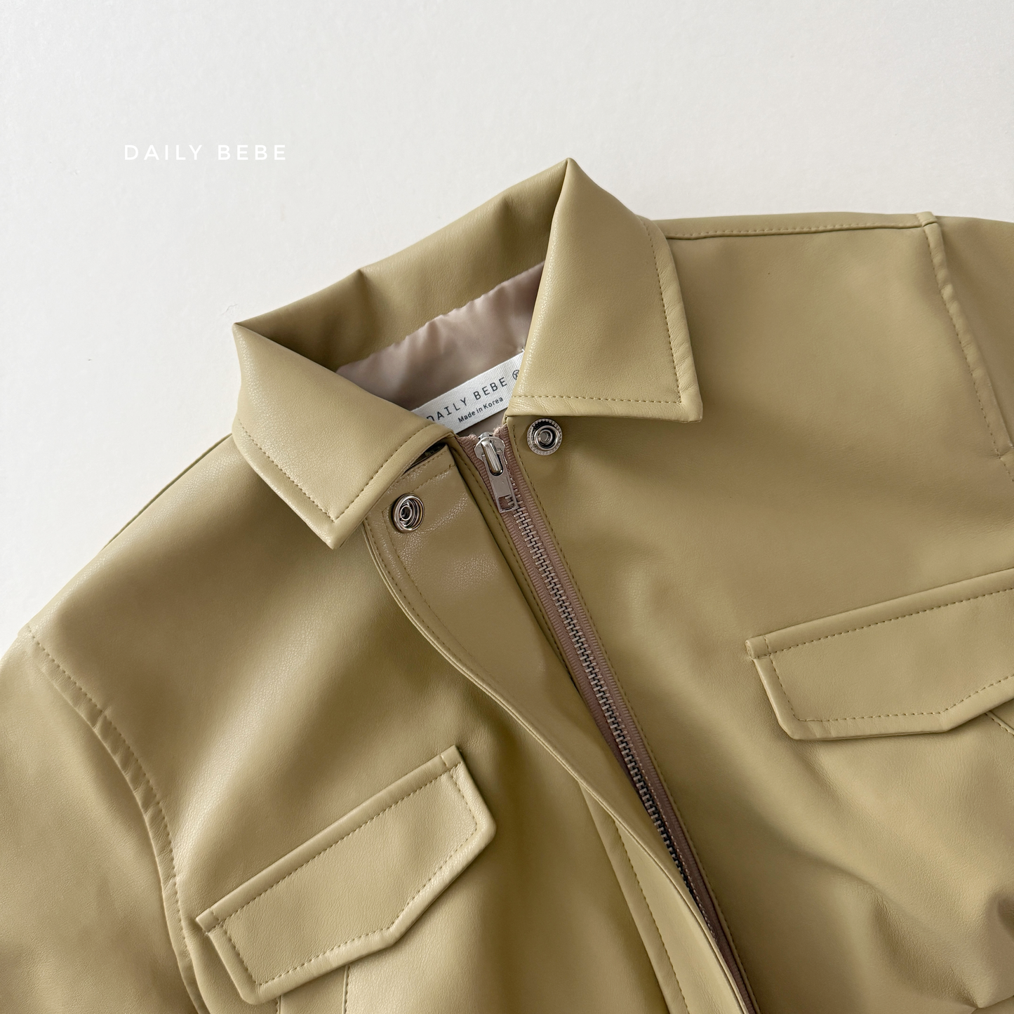 (Pre-order) Daily Bebe Fall - Kids' Soft Faux Leather Bomber Jacket 깨죽 자켓 (2 Colors)