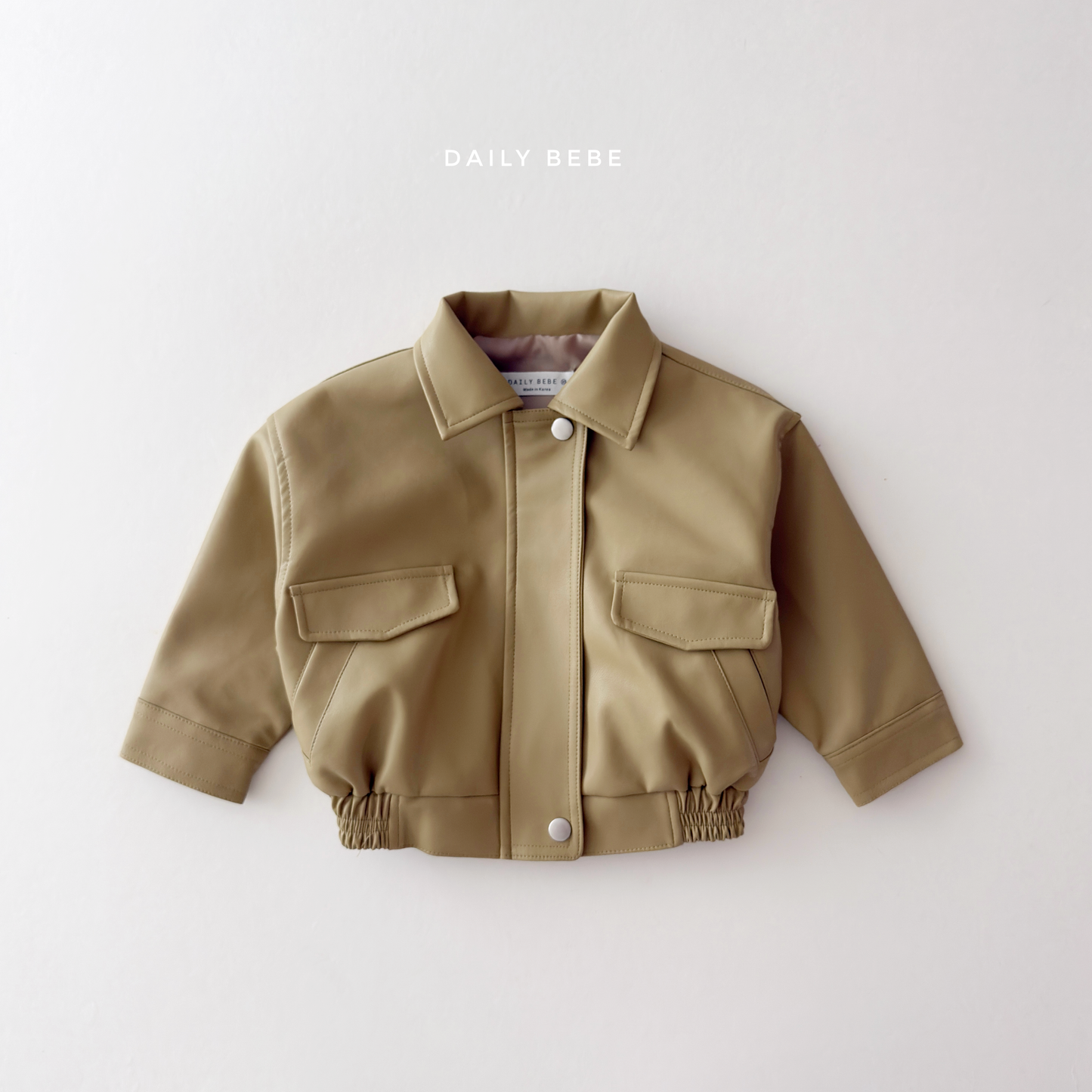 (Pre-order) Daily Bebe Fall - Kids' Soft Faux Leather Bomber Jacket 깨죽 자켓 (2 Colors)