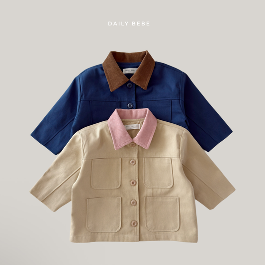 (Pre-order) Daily Bebe Fall - Kids' Corduroy Collar Cotton Work Jacket 워크 자켓 (2 Colors)