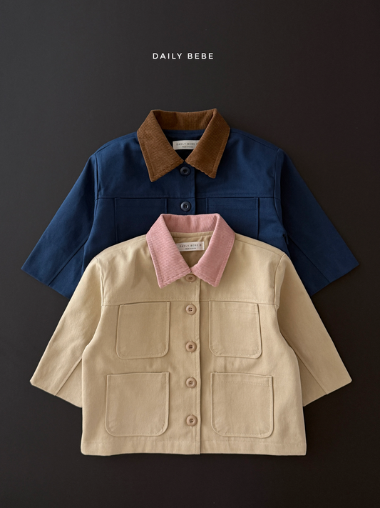 (Pre-order) Daily Bebe Fall - Kids' Corduroy Collar Cotton Work Jacket 워크 자켓 (2 Colors)