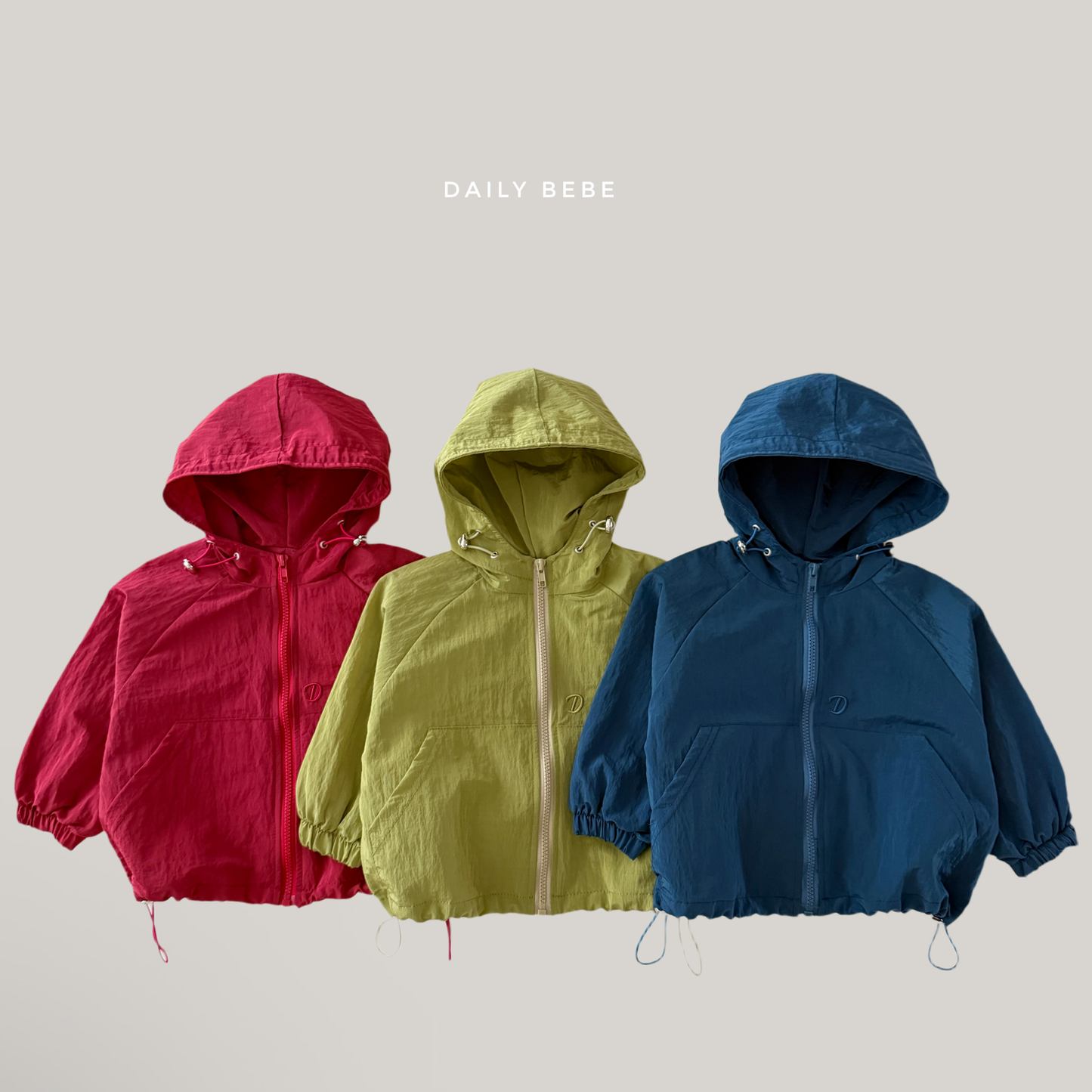 (Pre-order) Daily Bebe Fall - Kids' Lightweight Hooded Windbreaker Jacket 산책길 점퍼 (3 Colors)