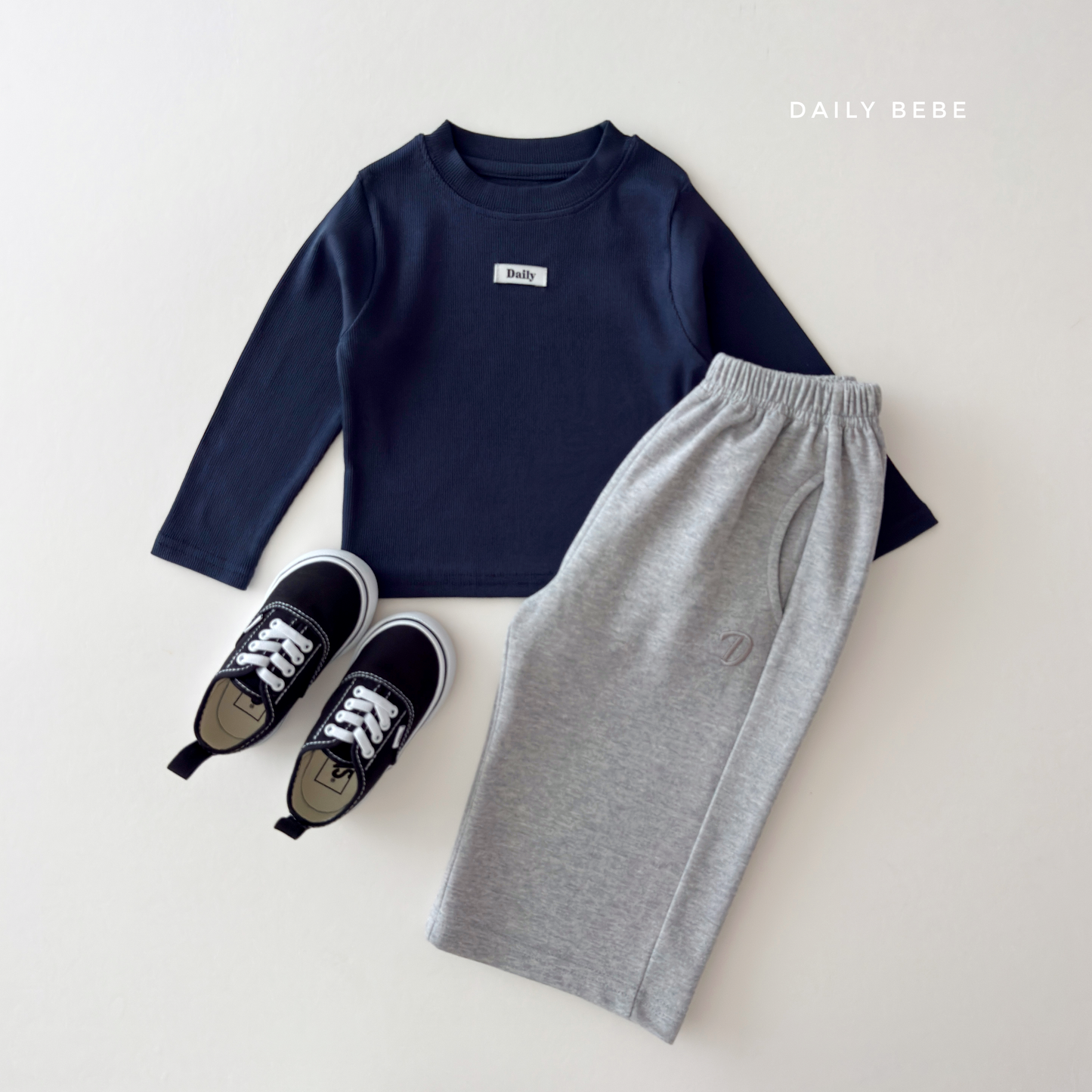 (Pre-order) Daily Bebe Fall - Kids' Essential Ribbed Slim-Fit Tee 딱풀T (6 Colors)