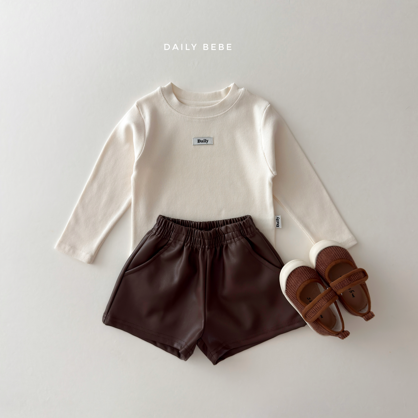 (Pre-order) Daily Bebe Fall - Kids' Essential Ribbed Slim-Fit Tee 딱풀T (6 Colors)