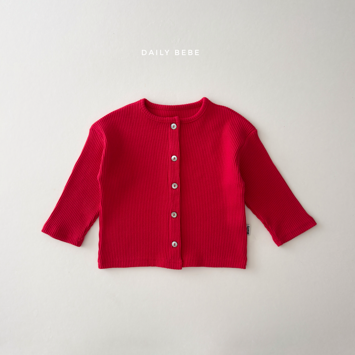 (Pre-order) Daily Bebe Fall - Kids' Essential Ribbed Mother-of-Pearl Button Cardigan 크레파스 가디건 (7 Colors)