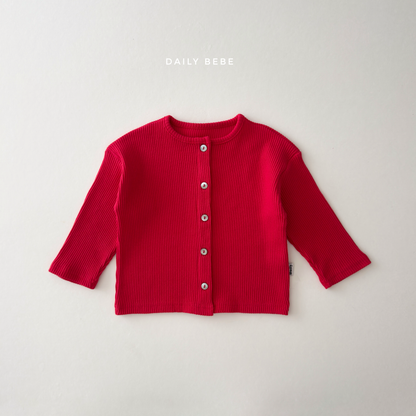 (Pre-order) Daily Bebe Fall - Kids' Essential Ribbed Mother-of-Pearl Button Cardigan 크레파스 가디건 (7 Colors)