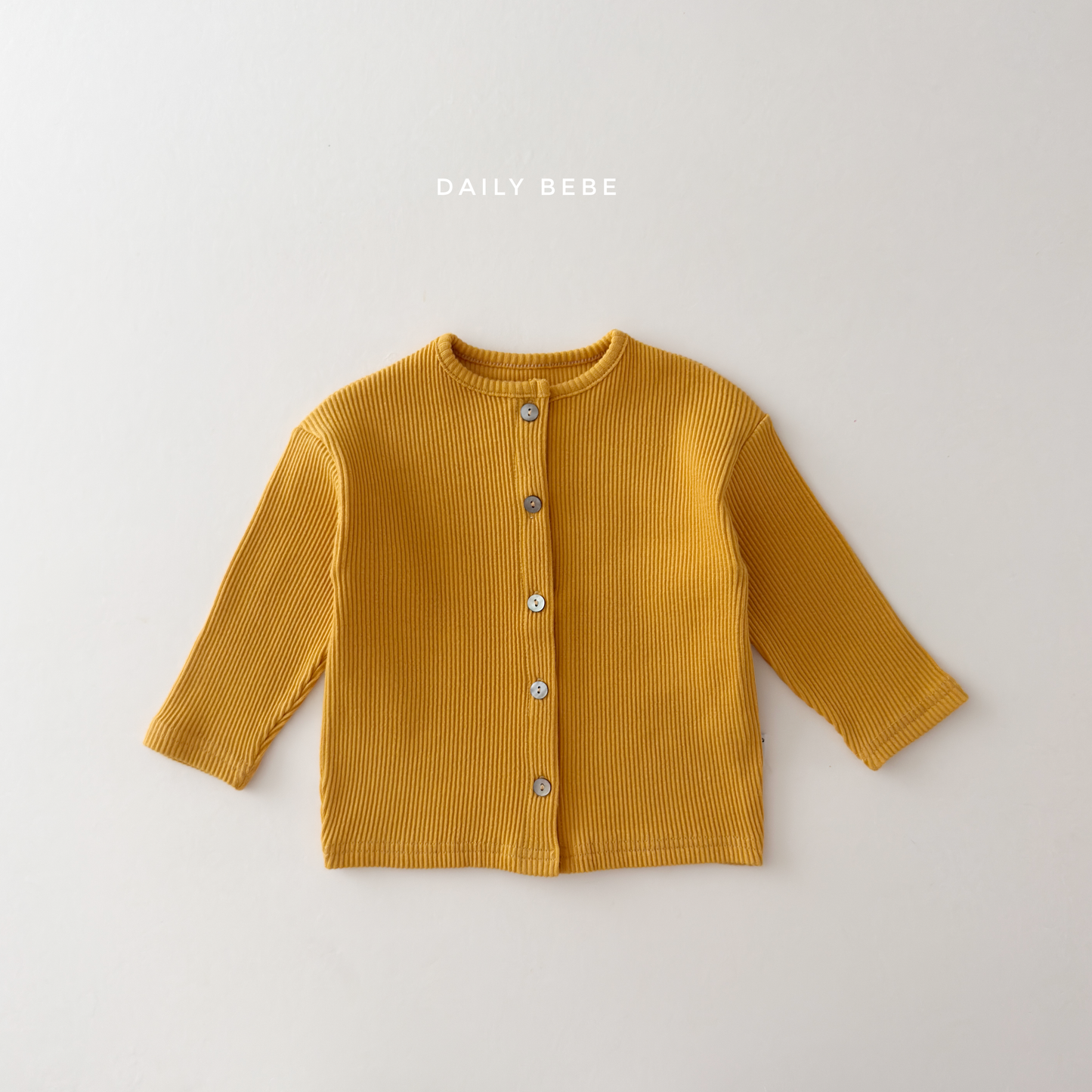 (Pre-order) Daily Bebe Fall - Kids' Essential Ribbed Mother-of-Pearl Button Cardigan 크레파스 가디건 (7 Colors)