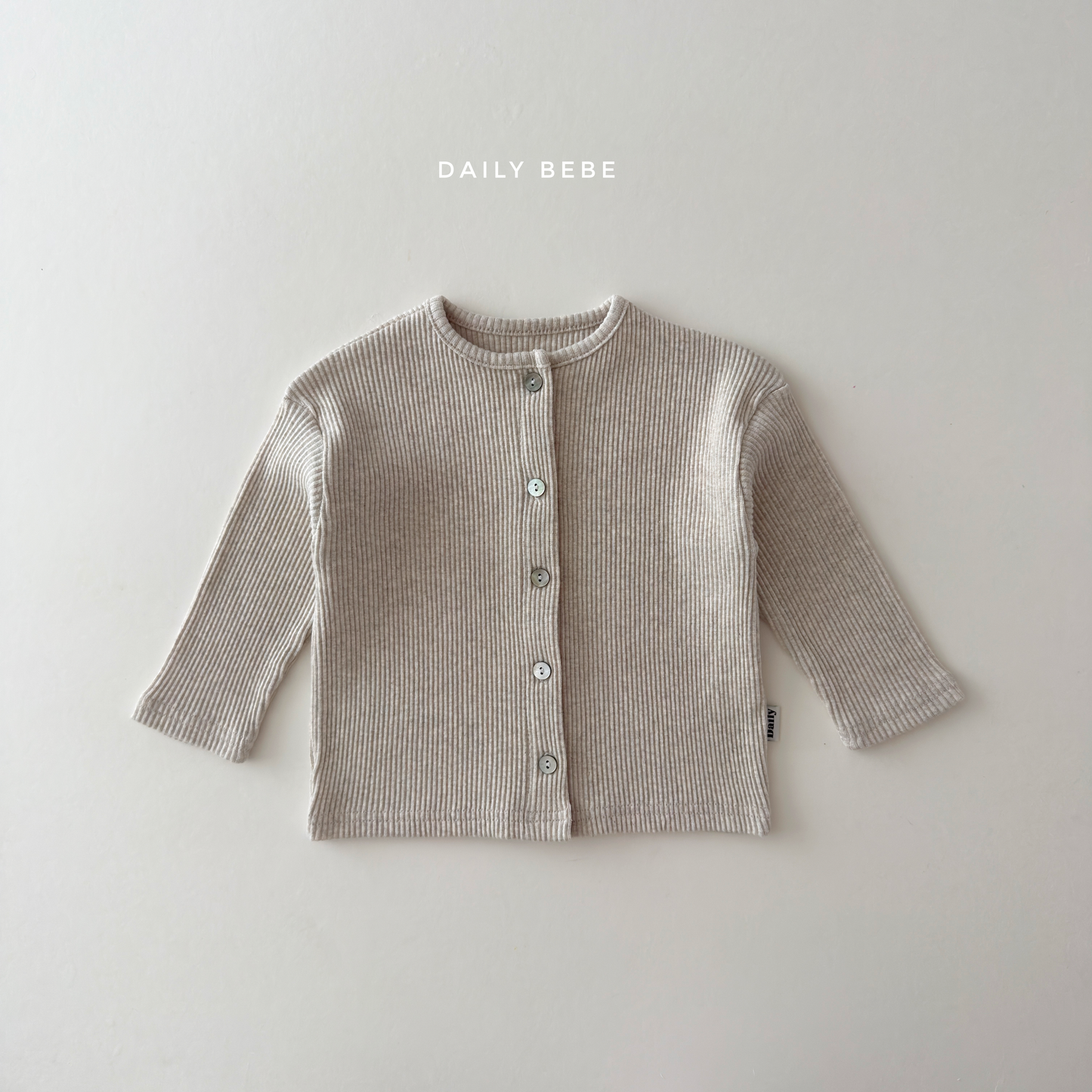 (Pre-order) Daily Bebe Fall - Kids' Essential Ribbed Mother-of-Pearl Button Cardigan 크레파스 가디건 (7 Colors)
