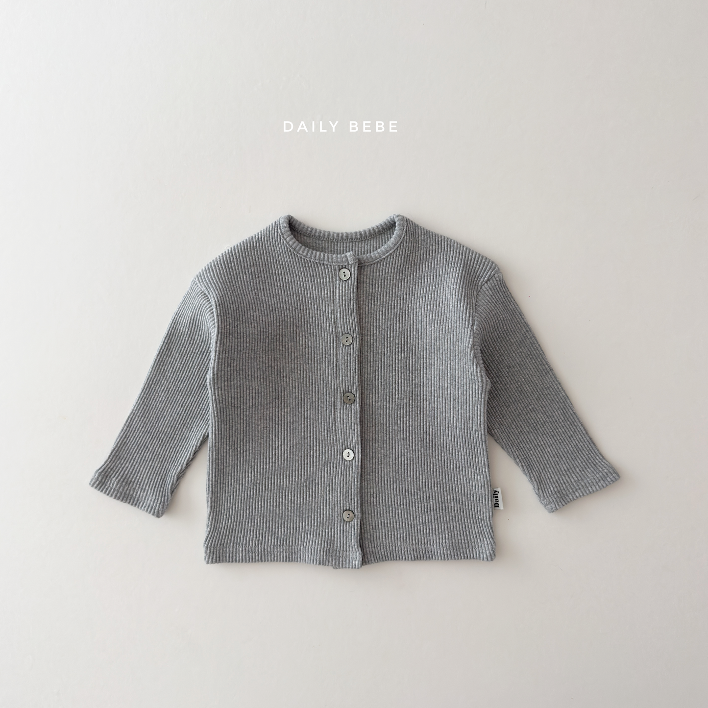 (Pre-order) Daily Bebe Fall - Kids' Essential Ribbed Mother-of-Pearl Button Cardigan 크레파스 가디건 (7 Colors)