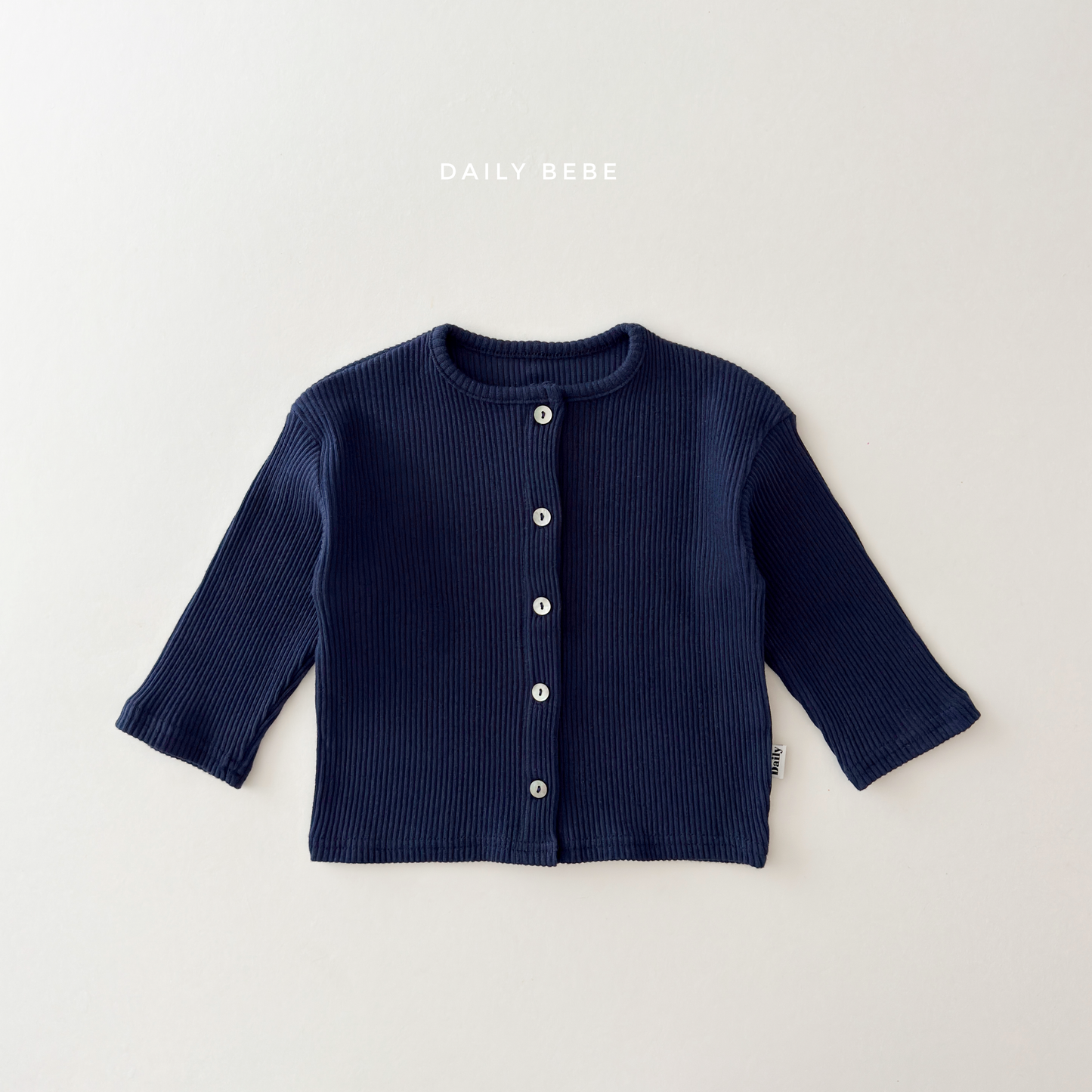 (Pre-order) Daily Bebe Fall - Kids' Essential Ribbed Mother-of-Pearl Button Cardigan 크레파스 가디건 (7 Colors)