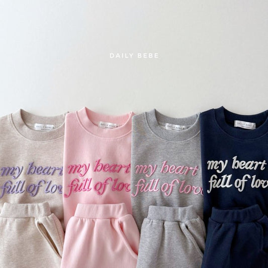 (Pre-order) Daily Bebe - Kids’ Lettering Wide Top & Bottom Set 레터링 와이드세트 (4 Colors)