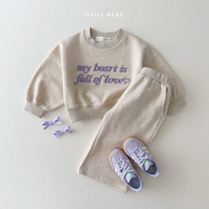 (Pre-order) Daily Bebe - Kids’ Lettering Wide Top & Bottom Set 레터링 와이드세트 (4 Colors)