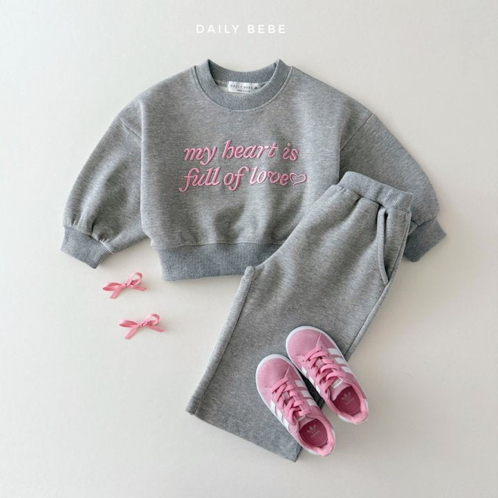 (Pre-order) Daily Bebe - Kids’ Lettering Wide Top & Bottom Set 레터링 와이드세트 (4 Colors)