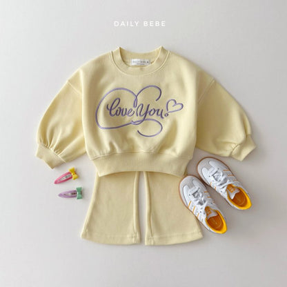 (Pre-order) Daily Bebe - Kids’ Love Bootcut Top & Bottom Set 러브 부츠컷세트 (4 Colors)