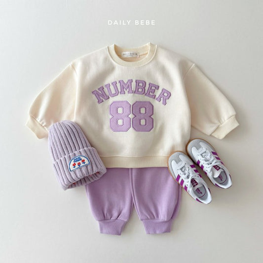 (Pre-order) Daily Bebe - Kids’ Number 88 Top & Bottom Set 넘버88 상하세트 (2 Colors)