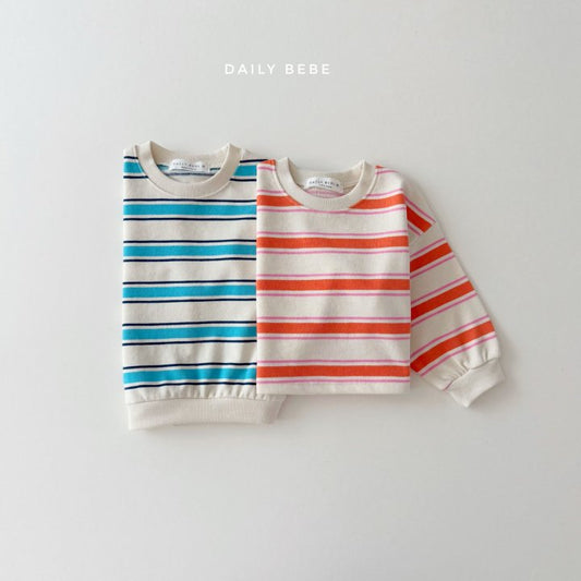 (Pre-order) Daily Bebe - Kids’ Multi-striped Sweatshirt 멀티단가라 맨투맨 (2 Colors)